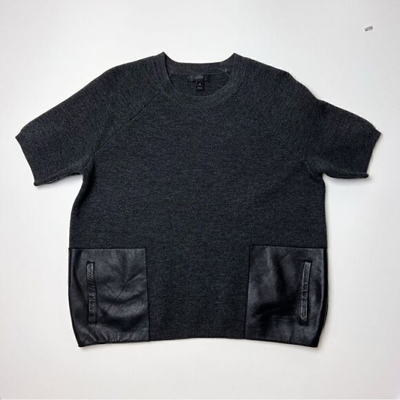 J. Crew Merino Wool Leather Pocket Tee Sz XS - Picture 5 of 10